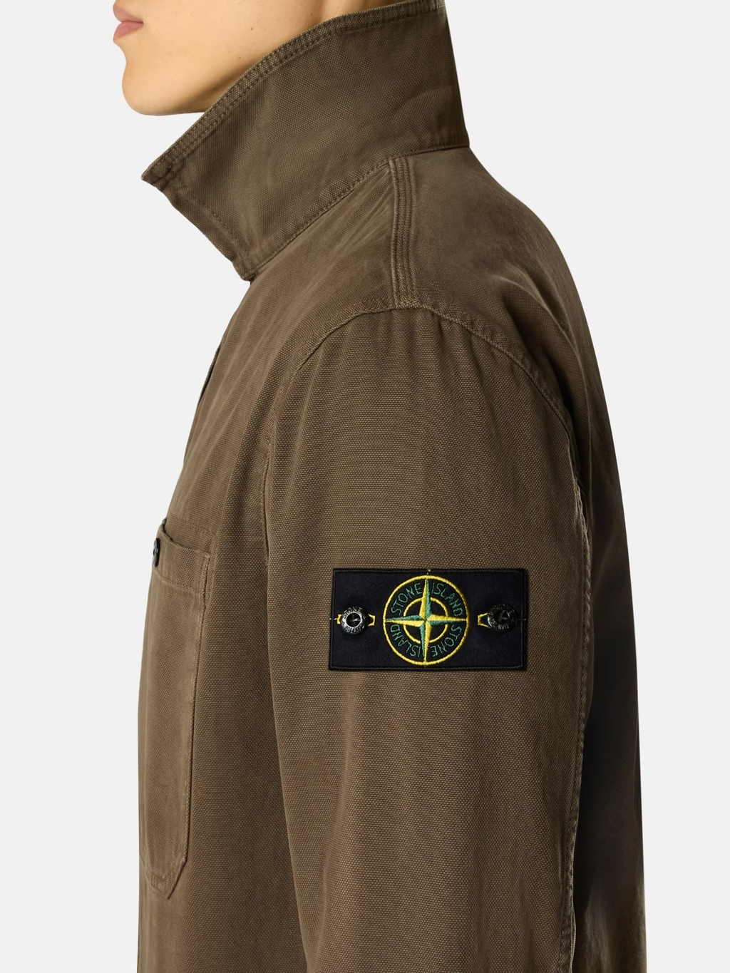 PANAMA COTTON 'OLD' EFFECT OVERSHIRT UMBER