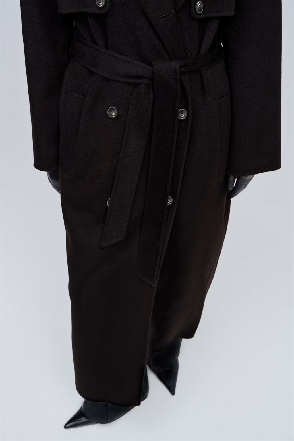 Camerona Long Wool Coat Dark Brown