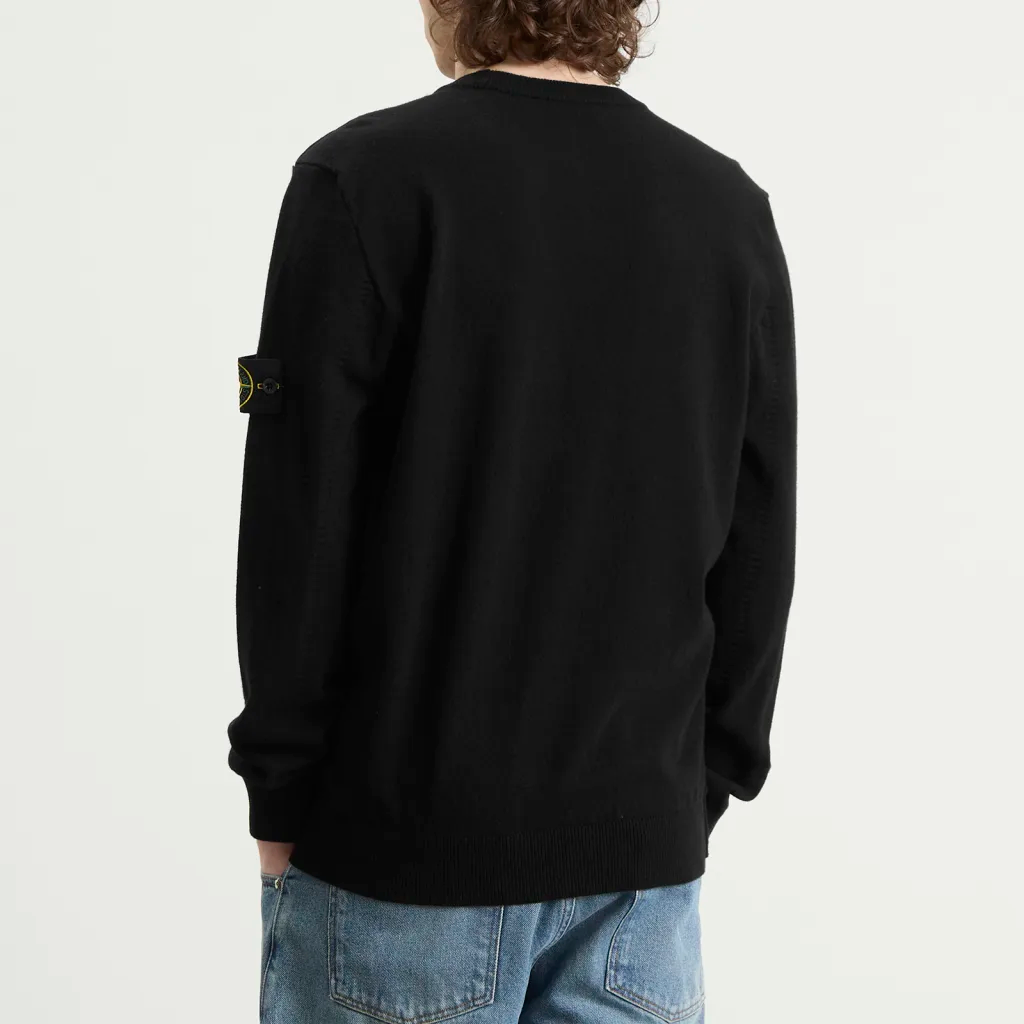 KNITTED GEELONG WOOL SWEATER BLACK