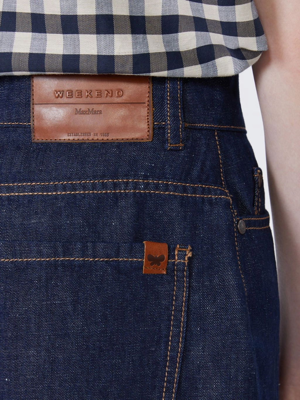 OZONO Cotton Linen denim Bermuda shorts Navy