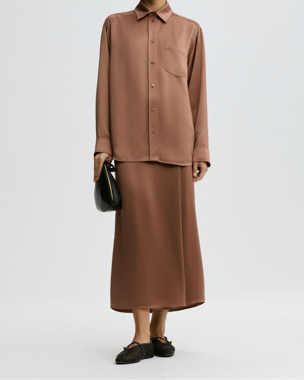 Pacia satin maxi skirt Latte Brown