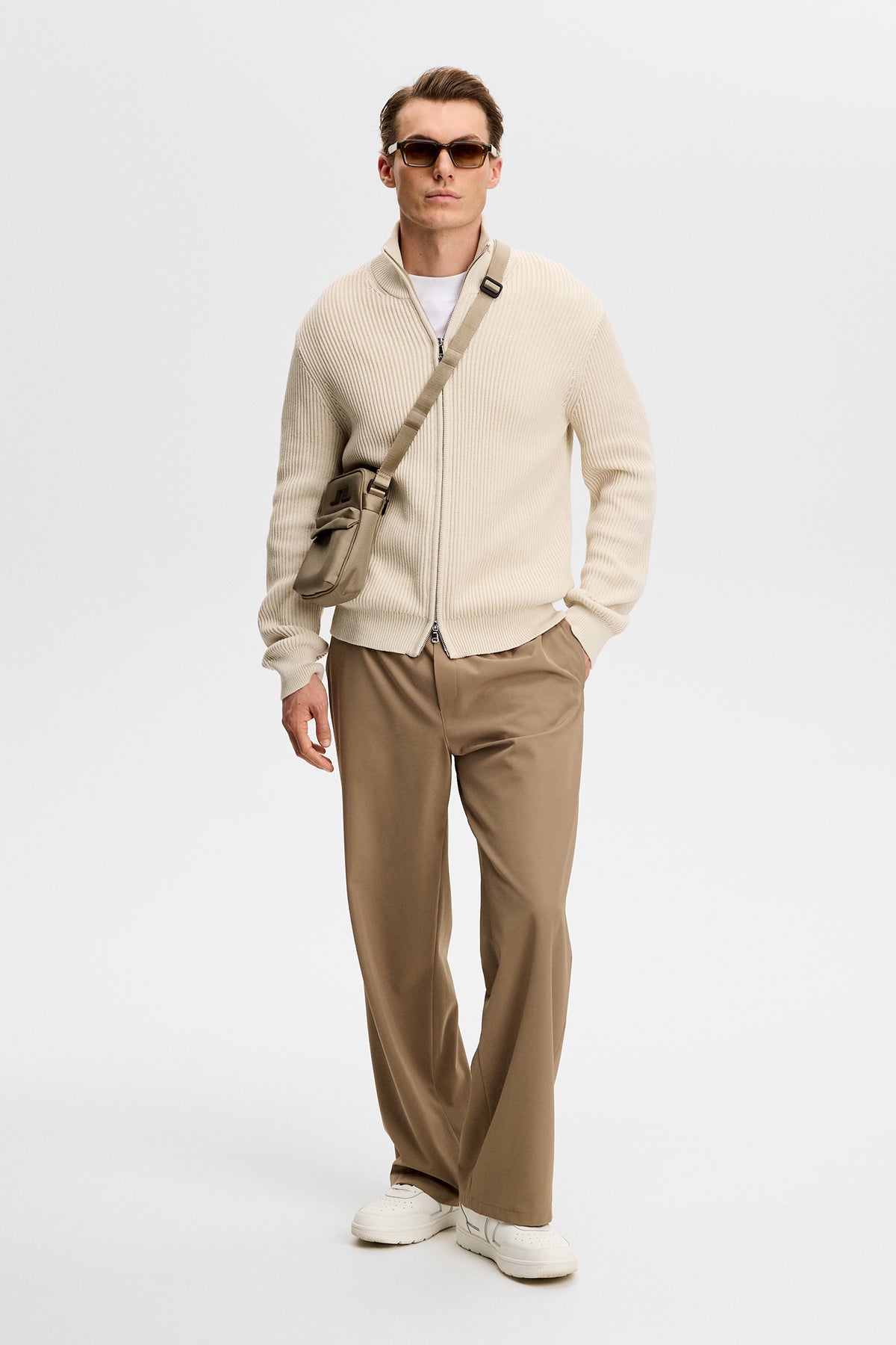 Alexis RIBBED COTTON Full Zip SWEATER MOONBEAM