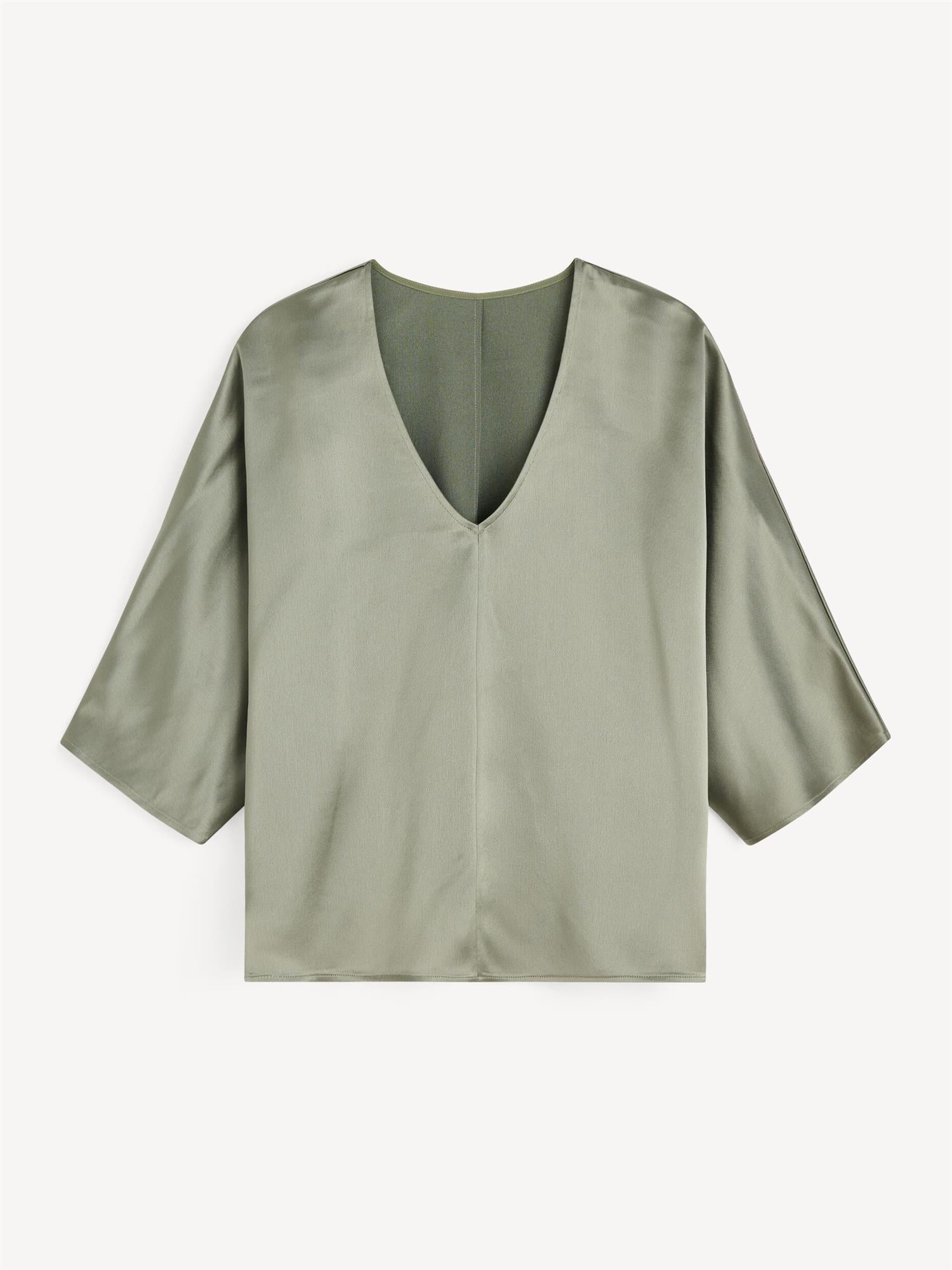 LUCIA Satin Blouse DEEP LICHEN GREEN