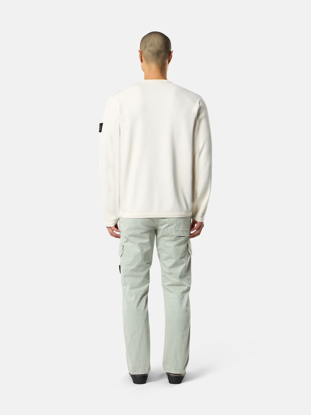 MESH STITCH COTTON SWEATSHIRT IVORY