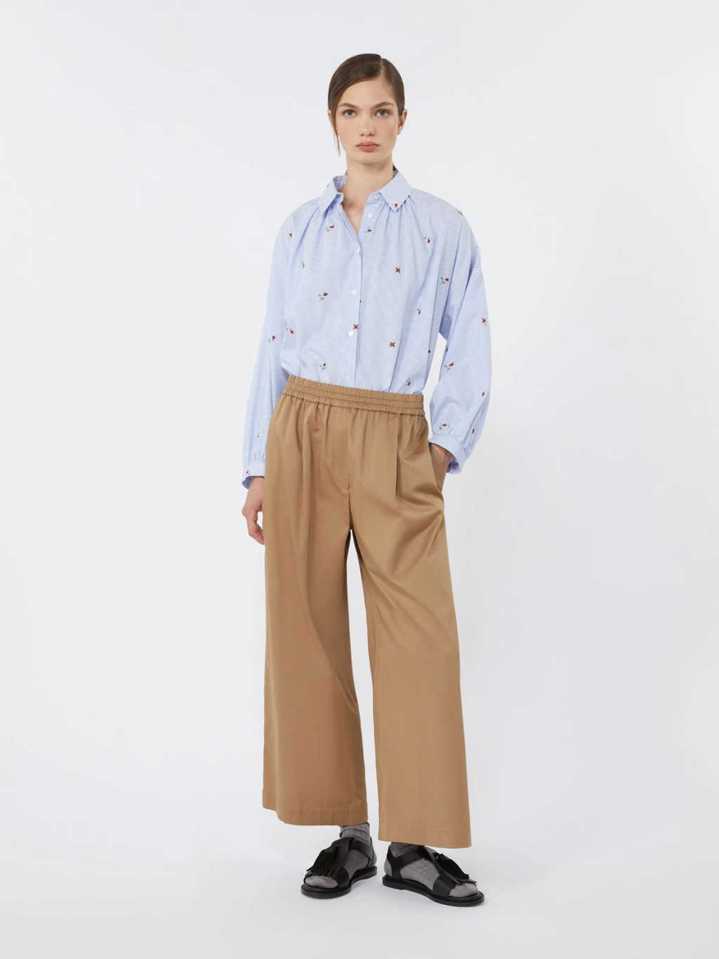 BUTTERFLY Embroidered Poplin Shirt LIGHT BLUE