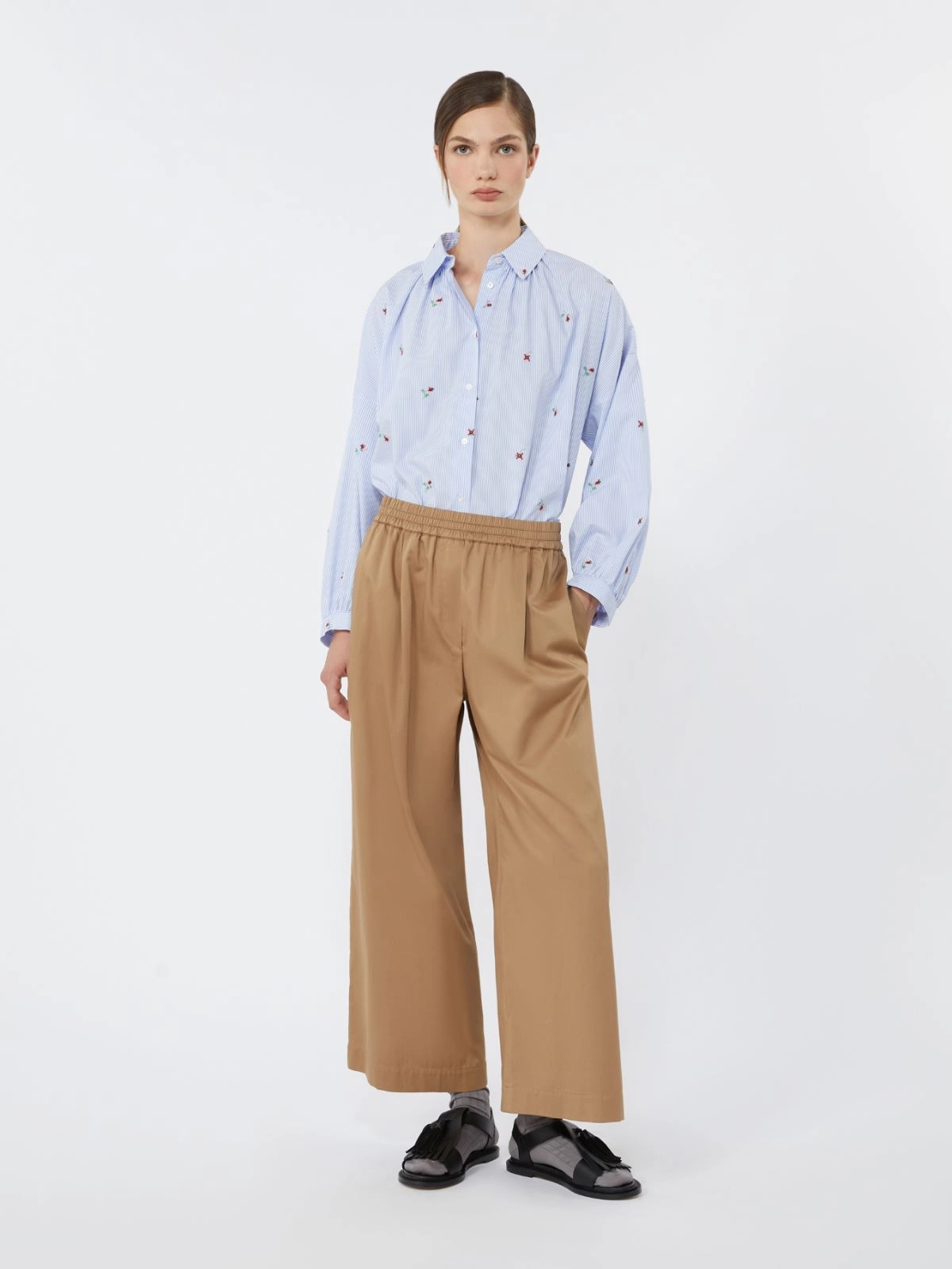 BUTTERFLY Embroidered Poplin Shirt LIGHT BLUE