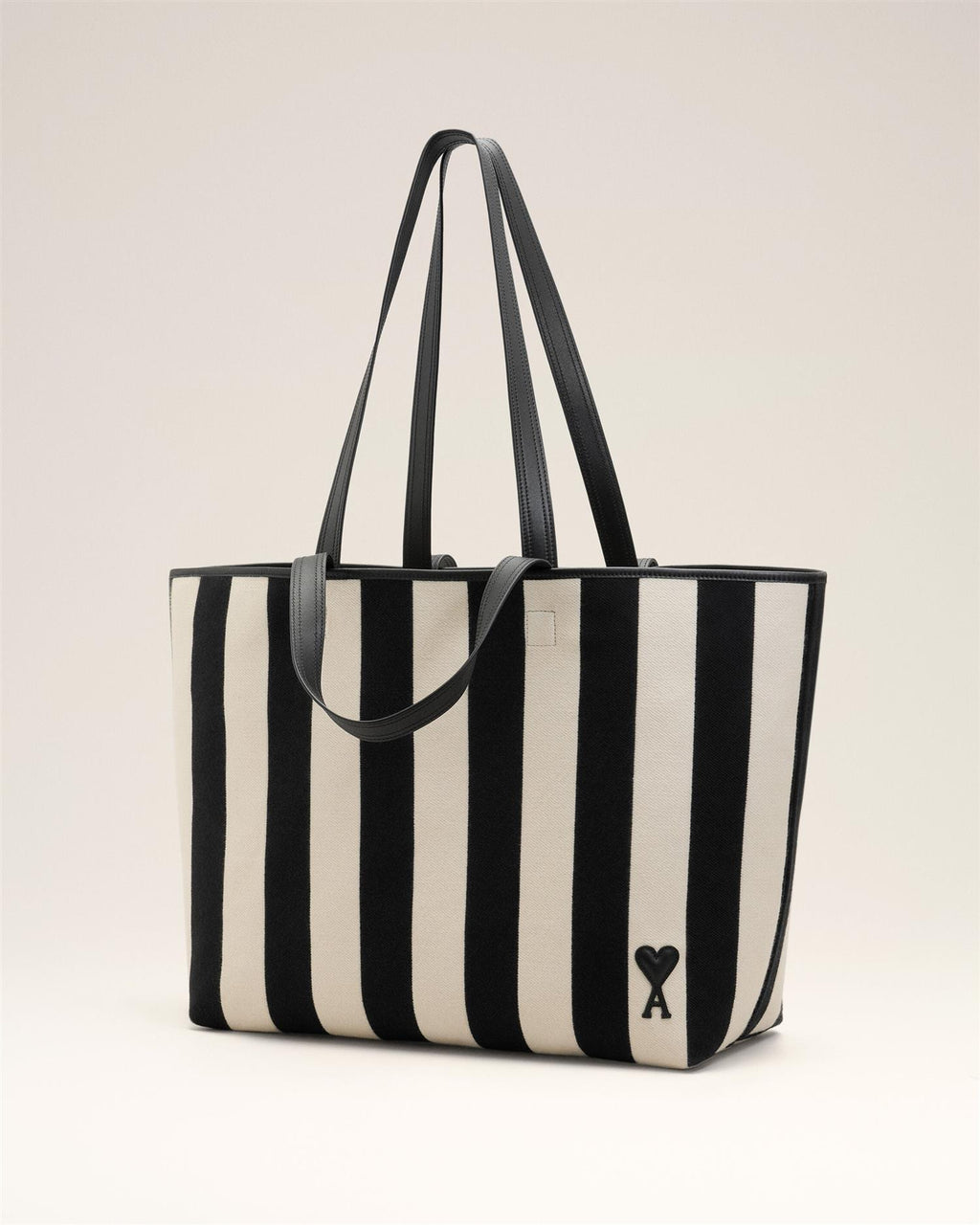 STRIPED COTTON CANVAS ADC SHOPPING BAG CREAME/BLACK