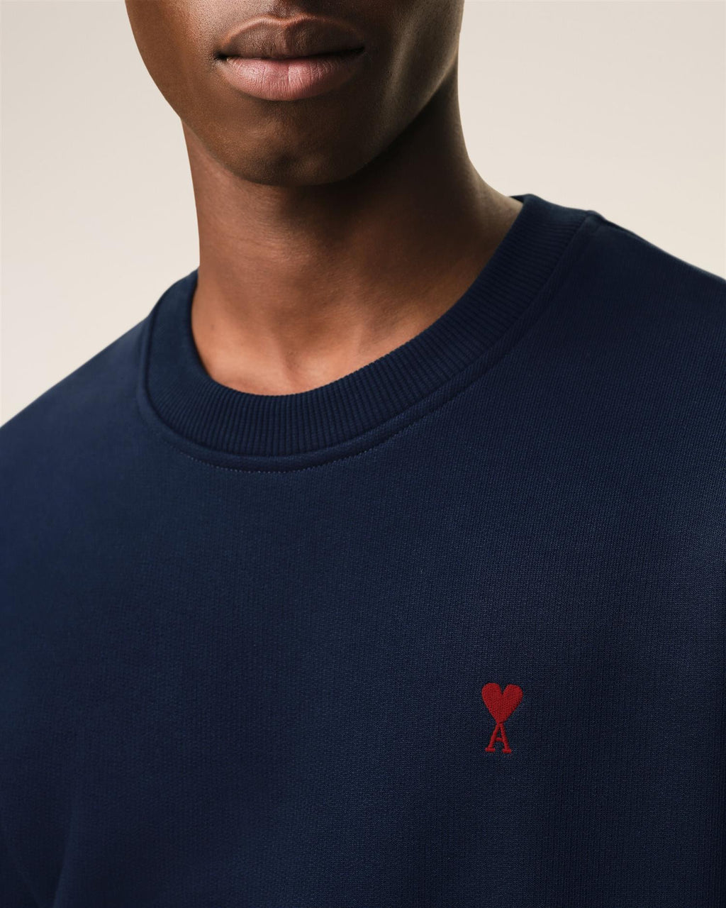 LOOPBACK COTTON AMI DE COEUR SWEATSHIRT NIGHT BLUE