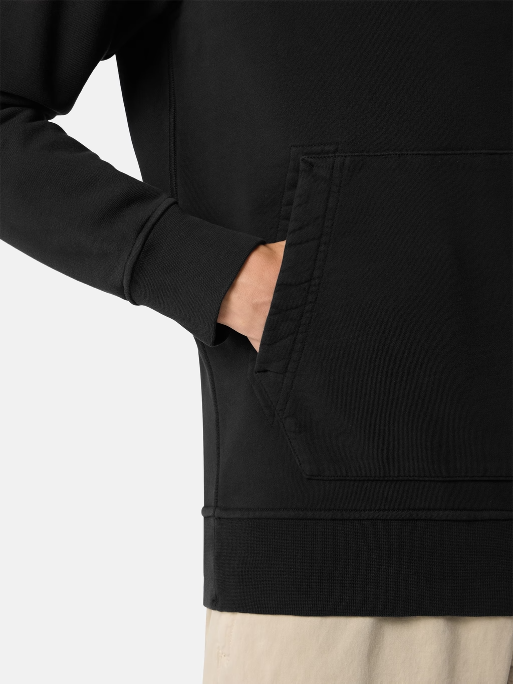 ORGANIC COTTON FLEECE HOODIE BLACK