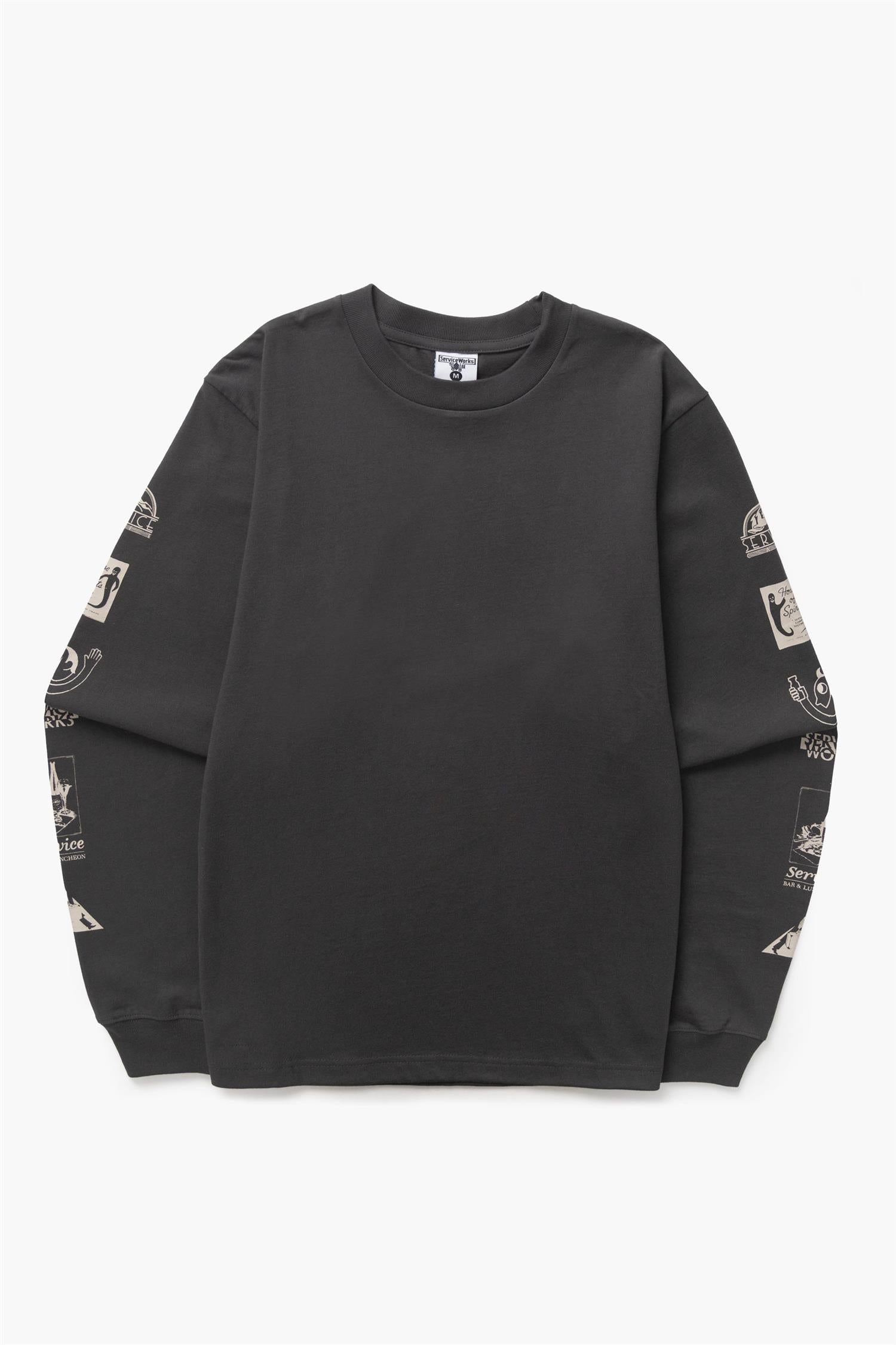 Bootleg Sleeve Print Long Sleeve Charcoal