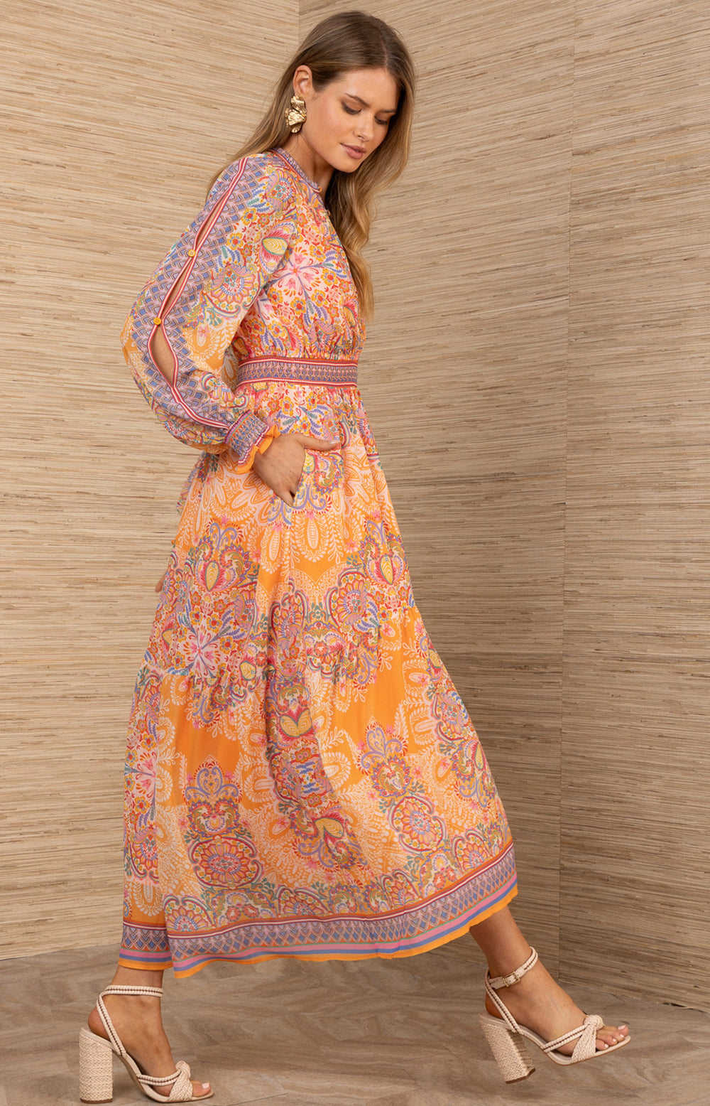 ELEANORA Chiffon Maxi Dress ORANGE