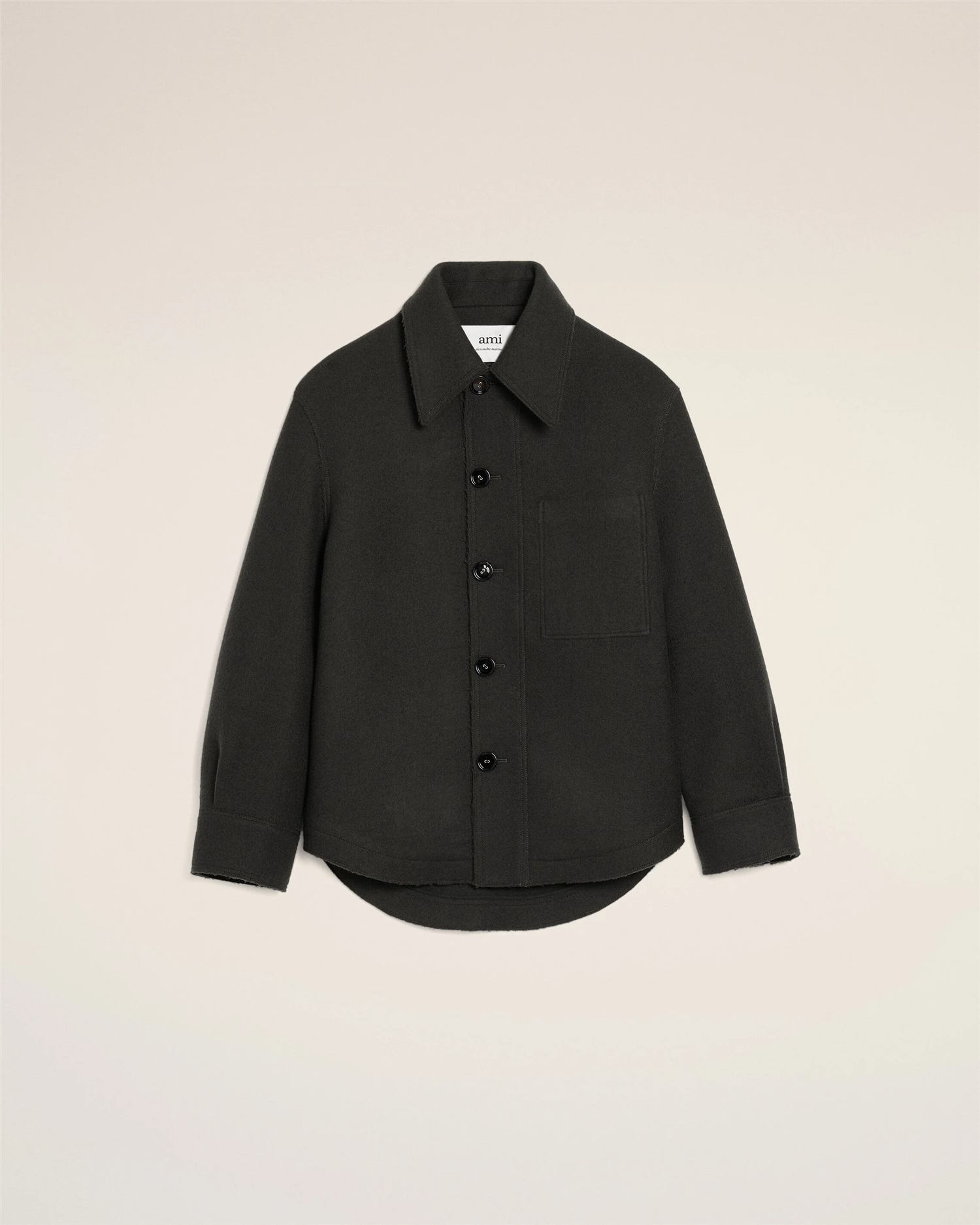 BOILED WOOL BUTTONED JACKET ANTHRACITE