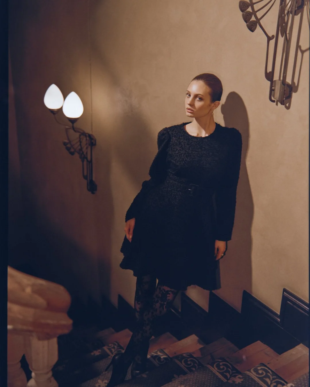 Boucle Belt Dress Black