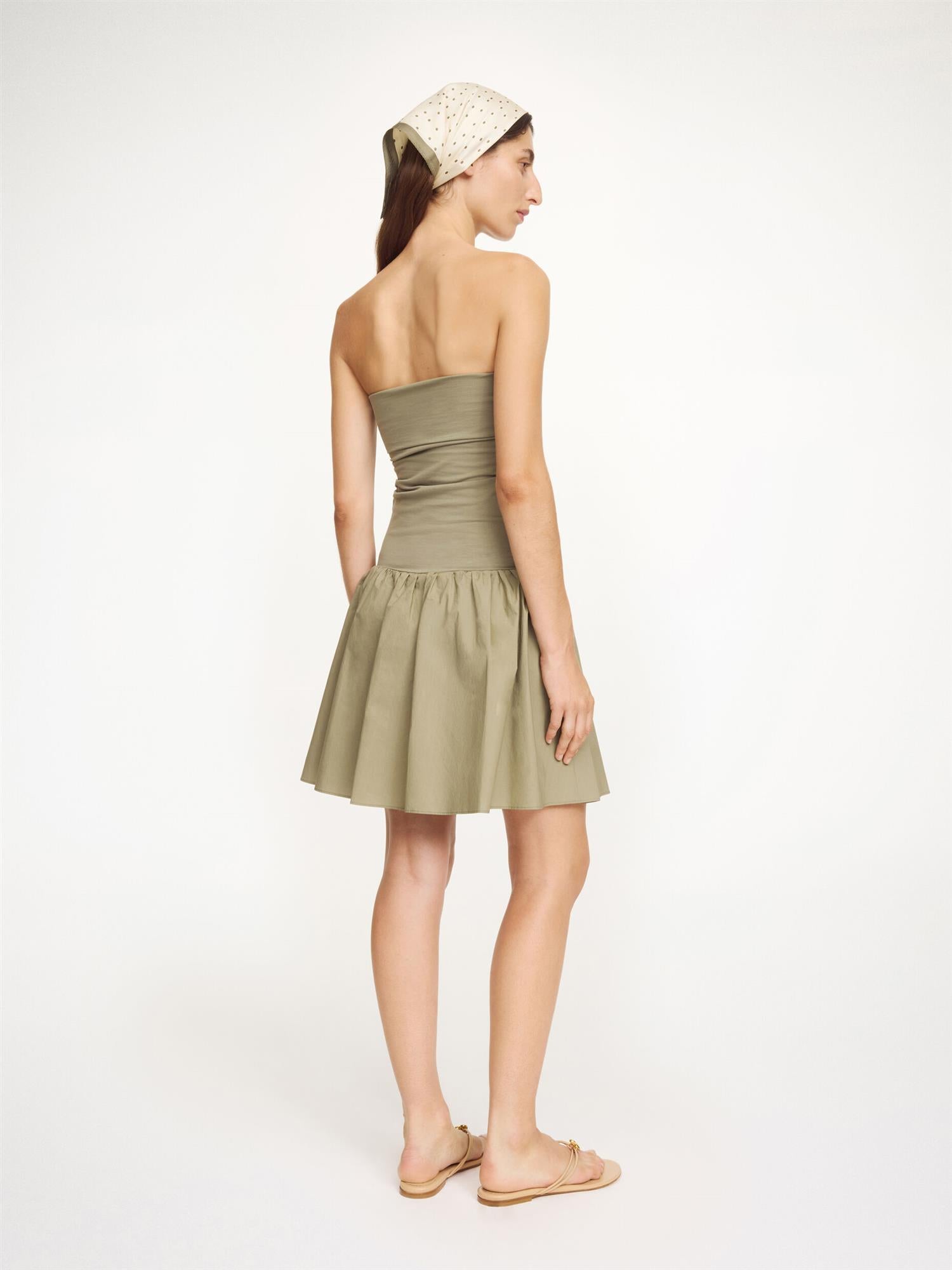 MARCIA Organic Cotton Mini Dress Deep Lichen Green