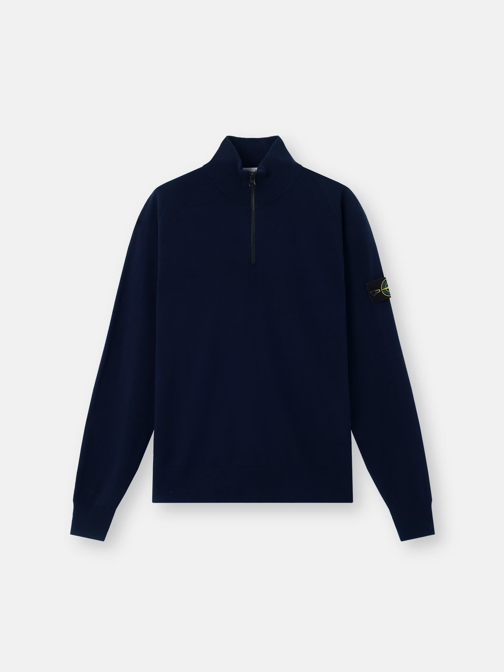 KNITTED HALF-ZIP WOOL BLEND SWEATER NAVY BLUE