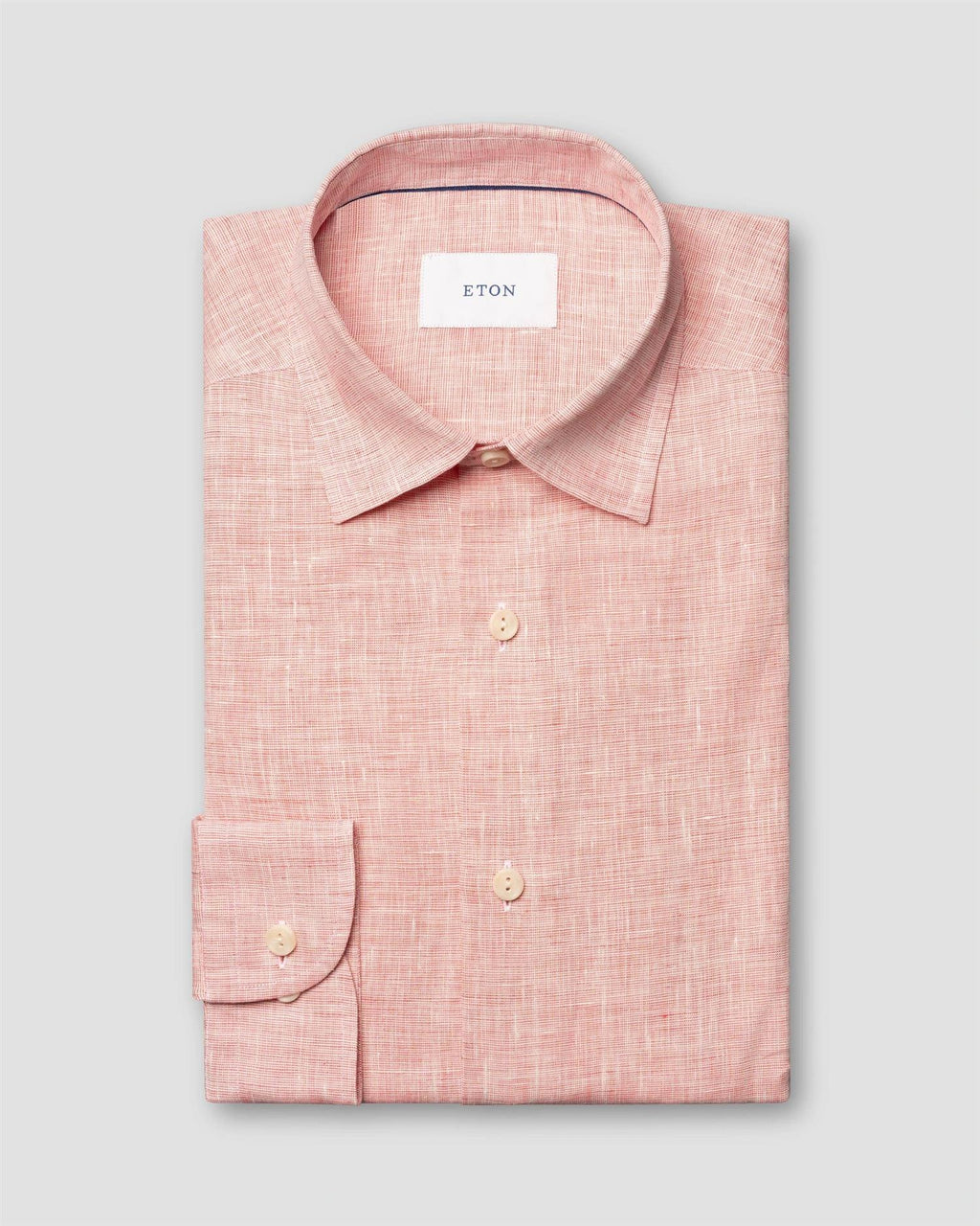 Casual Fit Solid Linen Shirt Red