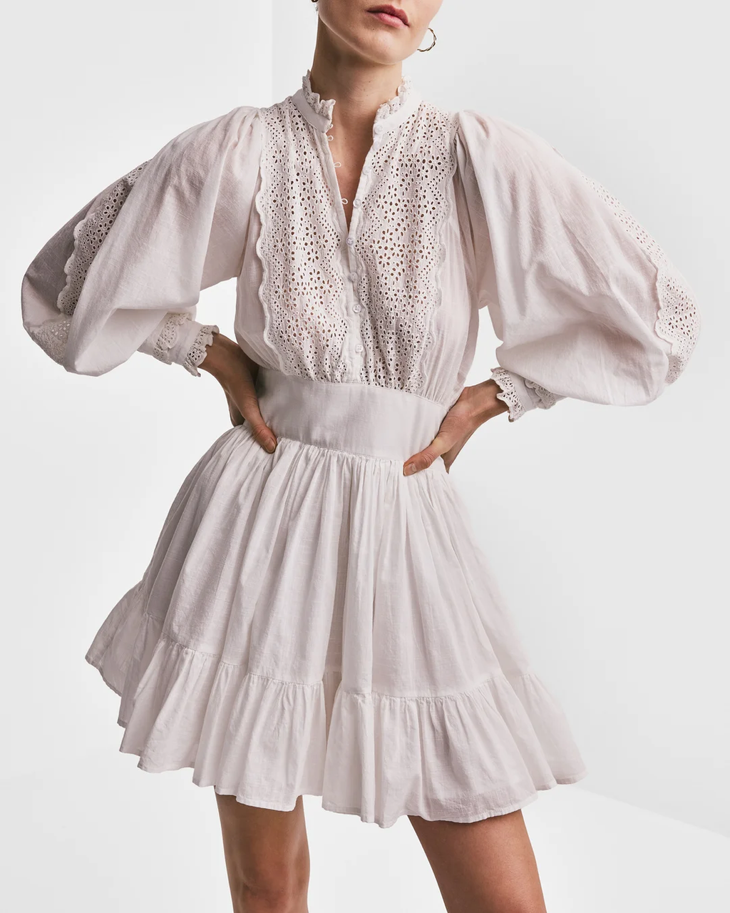 Cotton Slub Mini Dress White