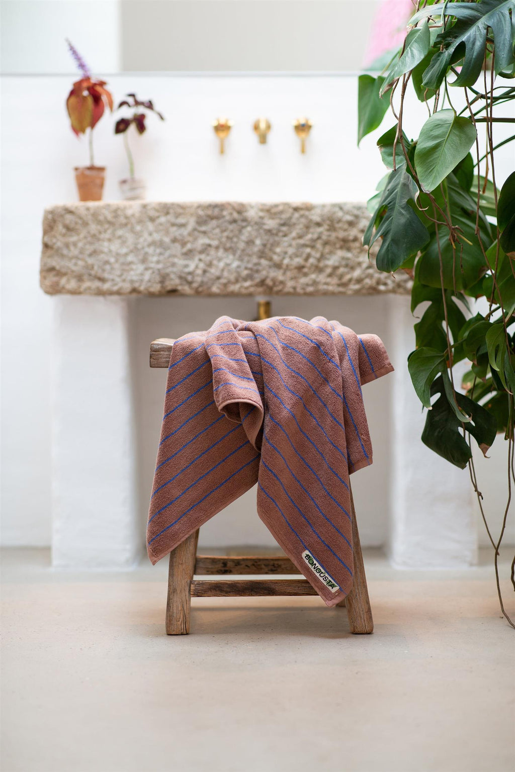NARAM BATH TOWEL 100x150cm camel/ultramarine