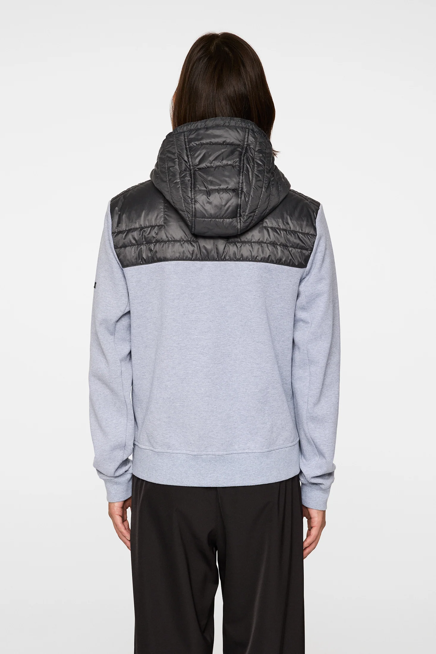 Seth Hybrid Zip Hood Medium Grey Melange