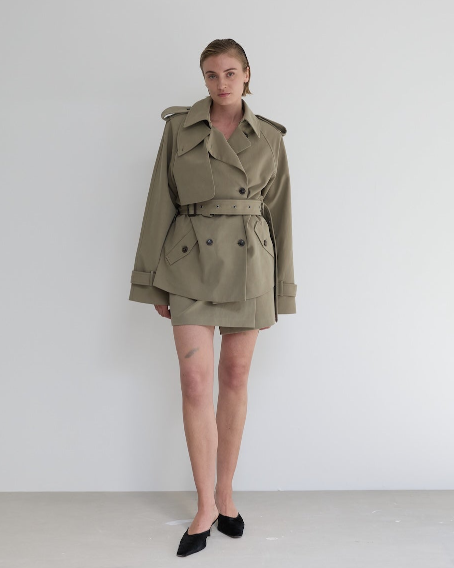 Majorstuen Cotton Short Trench Jacket Khaki