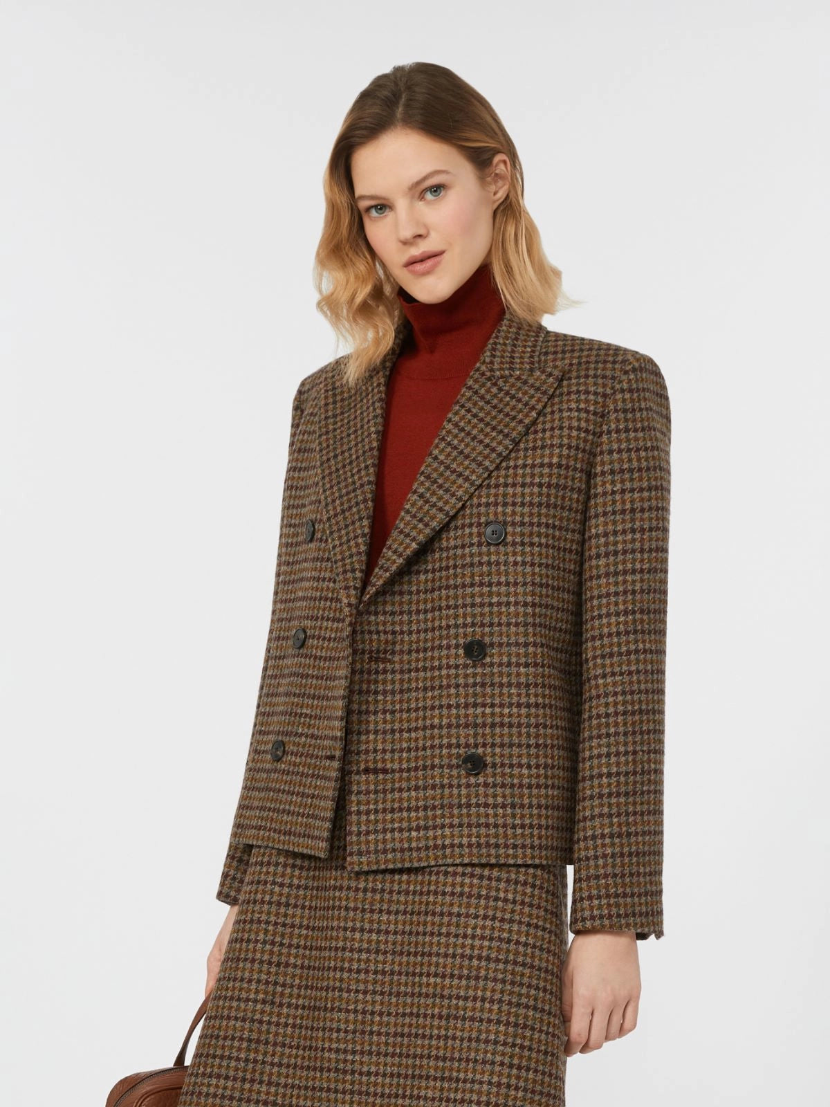 GERUSIA Cropped wool blend blazer Wine Coloured