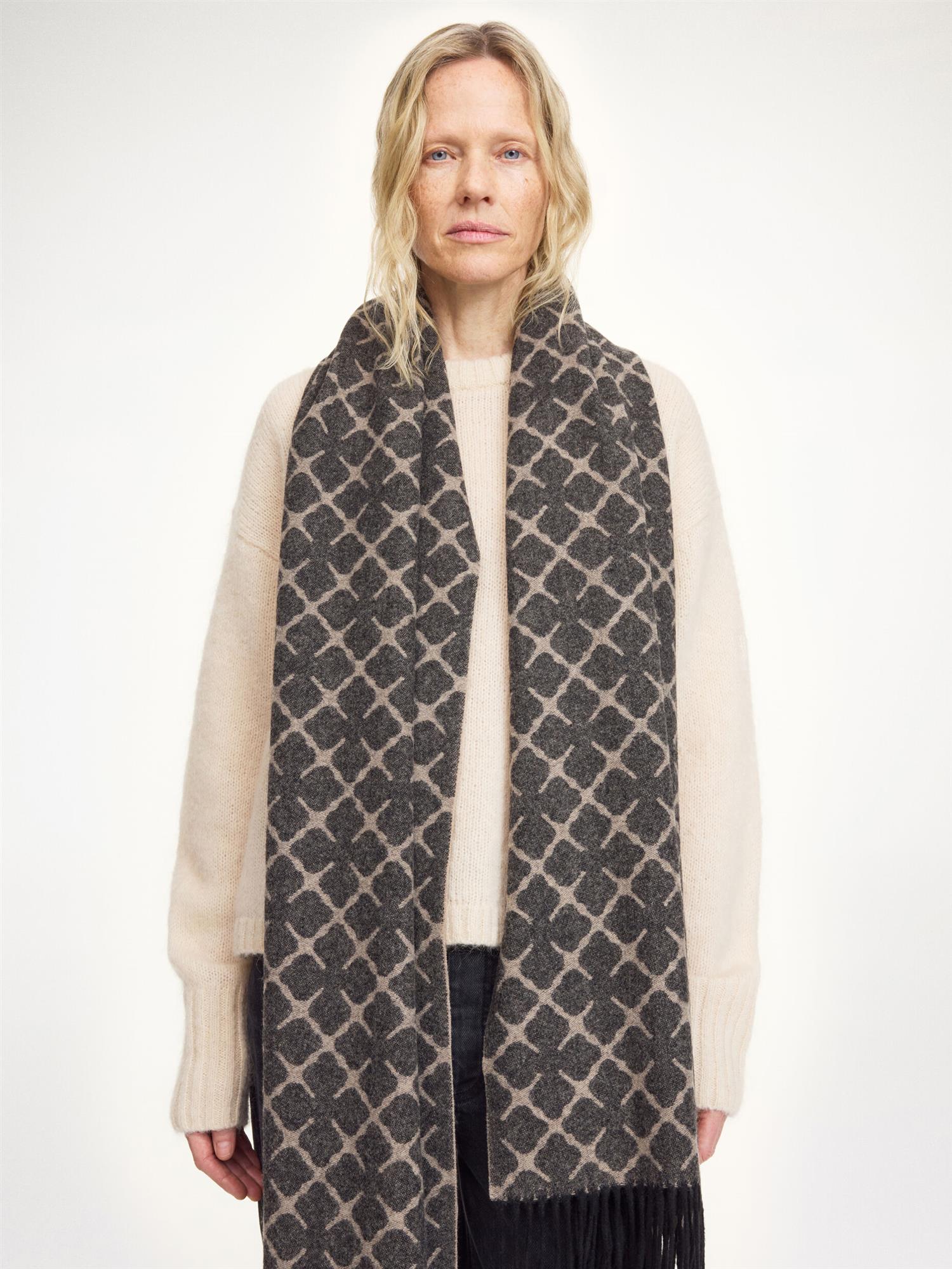 ORTEGA Cashmere Blend Scarf GREY BROWN MELANGE