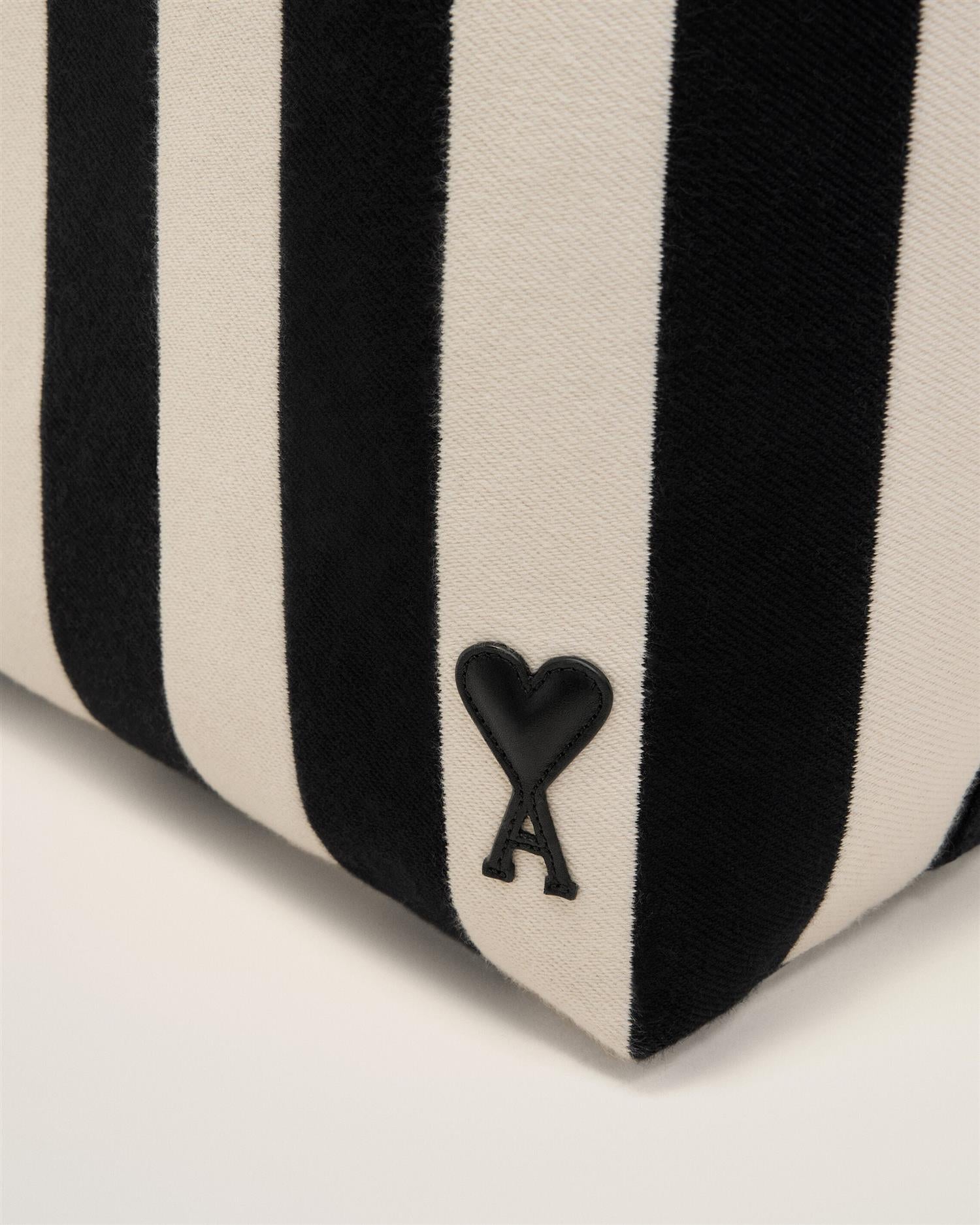 STRIPED COTTON CANVAS ADC SHOPPING BAG CREAME/BLACK