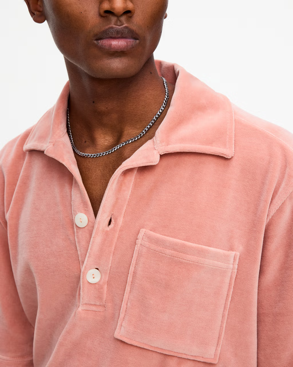 Girona Velour Polo Shirt Peach Pink