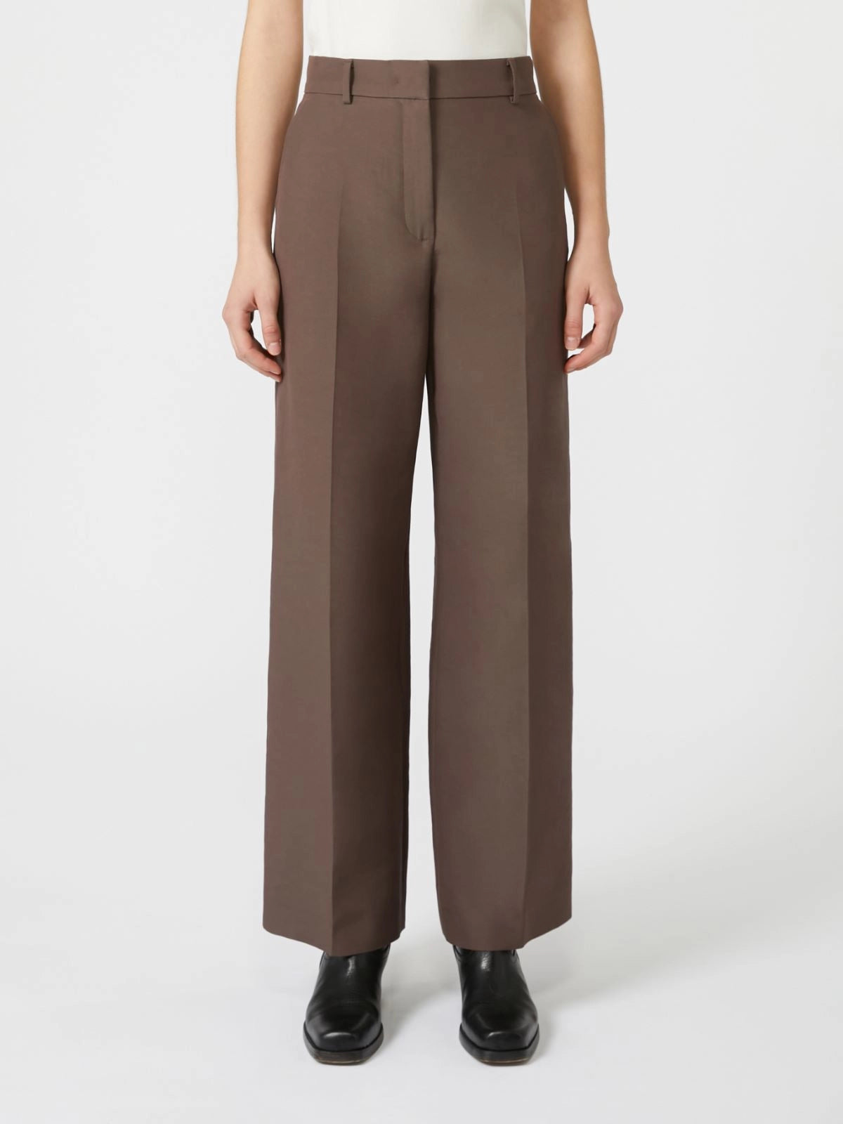 BALLO Technical cotton palazzo trousers Chocolate