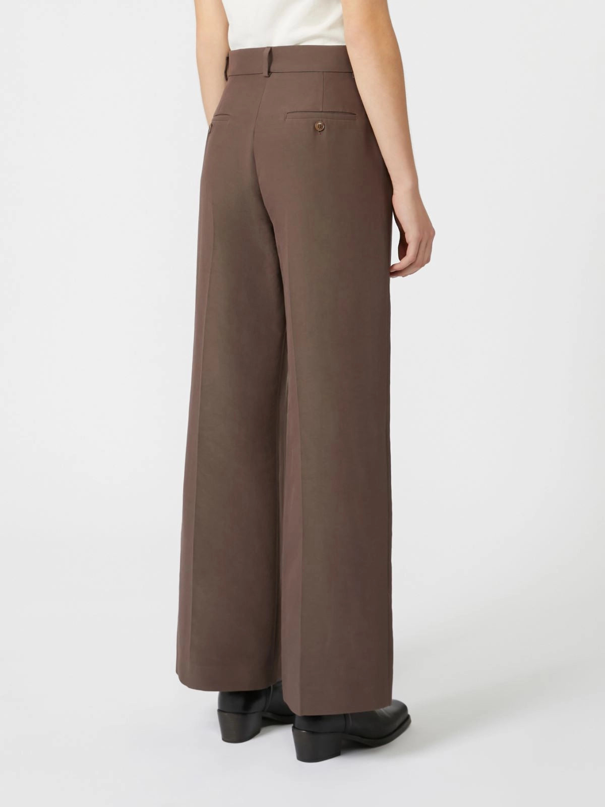 BALLO Technical cotton palazzo trousers Chocolate