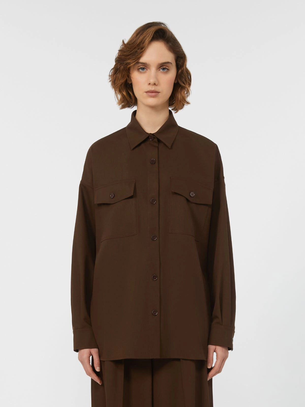 FIRMINA Wool Twill Shirt Dark brown