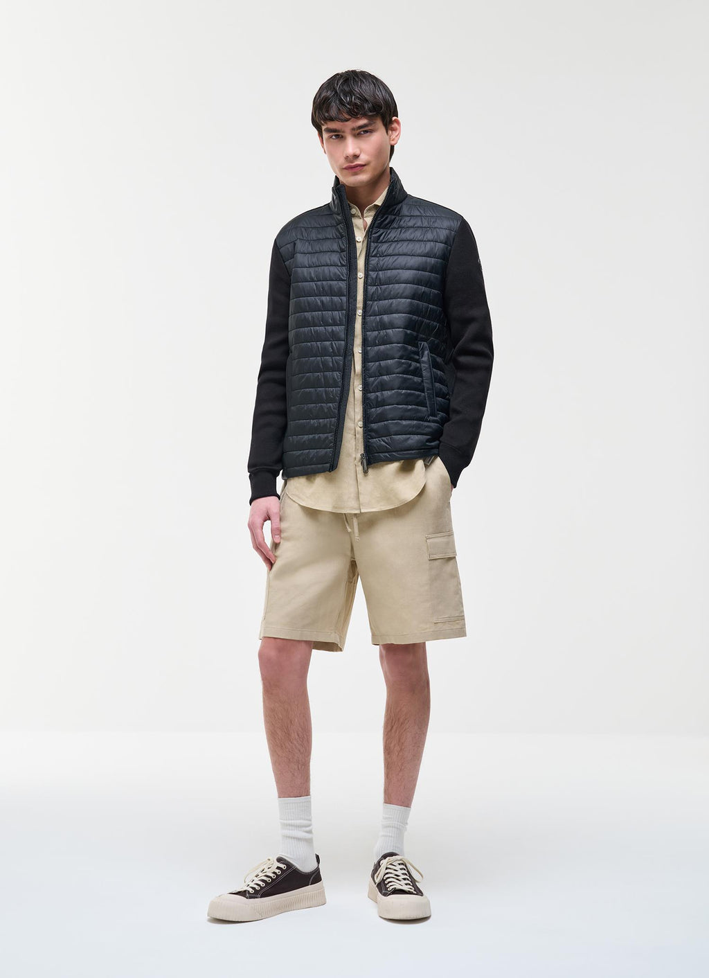 HYBRID KNITTED AND PADDED JACKET BLACK