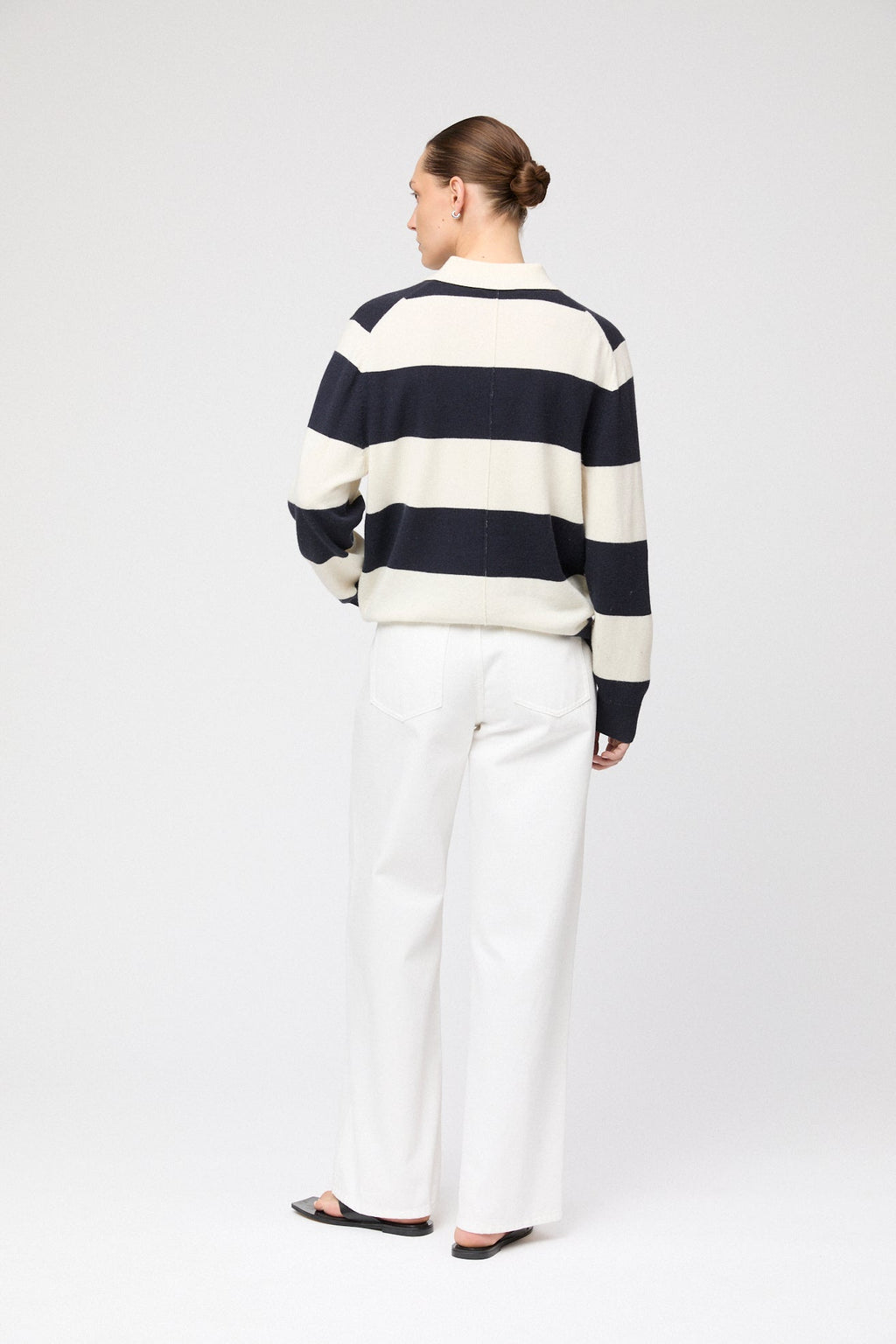 Estate Merino Wool Polo Sweater Navy Madacamia Stripe