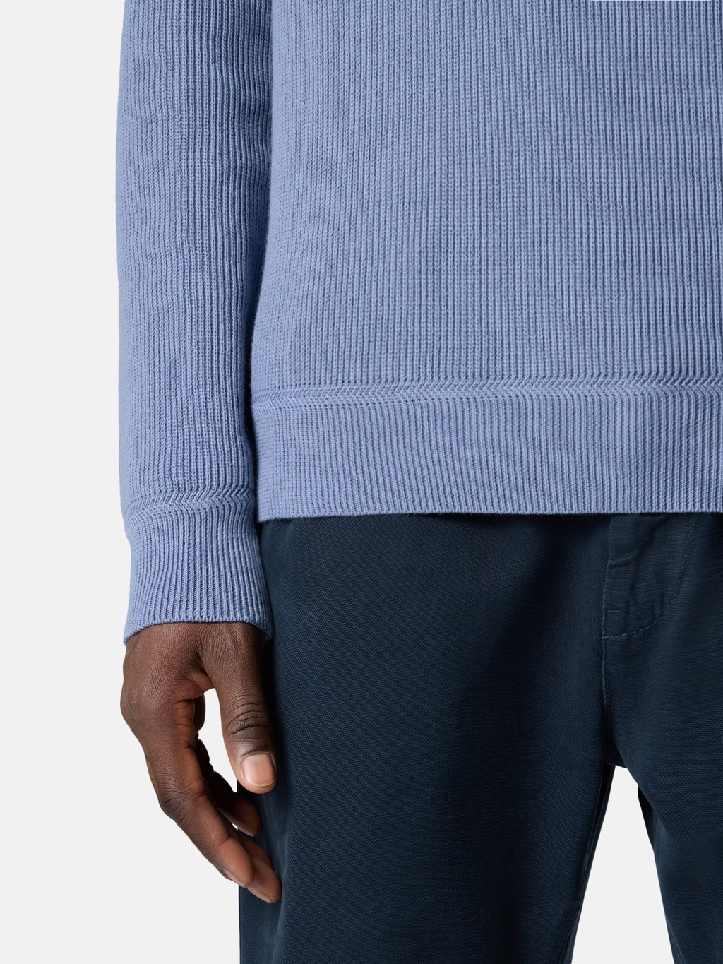 RIBBED KNITTED ORGANIC COTTON SWEATER AVIO BLUE