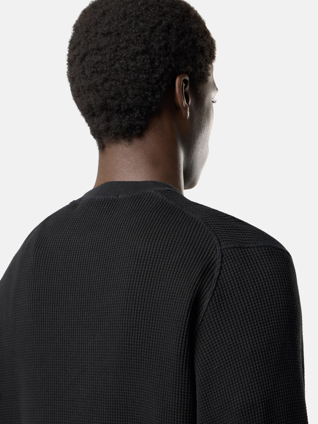 ORGANIC COTTON WAFFLE SWEATSHIRT BLACK