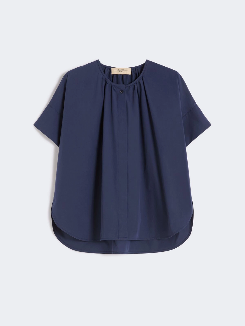 EDUCATA Cotton Poplin Crewneck Shirt NAVY