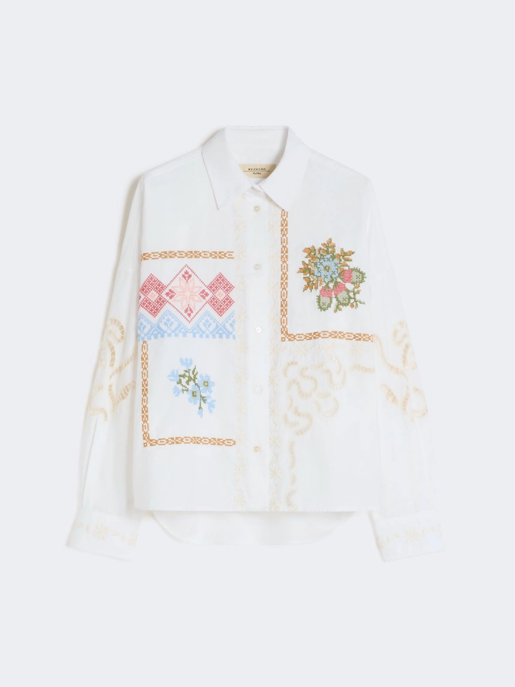FONTE Embroidered Lace Cotton Shirt WHITE