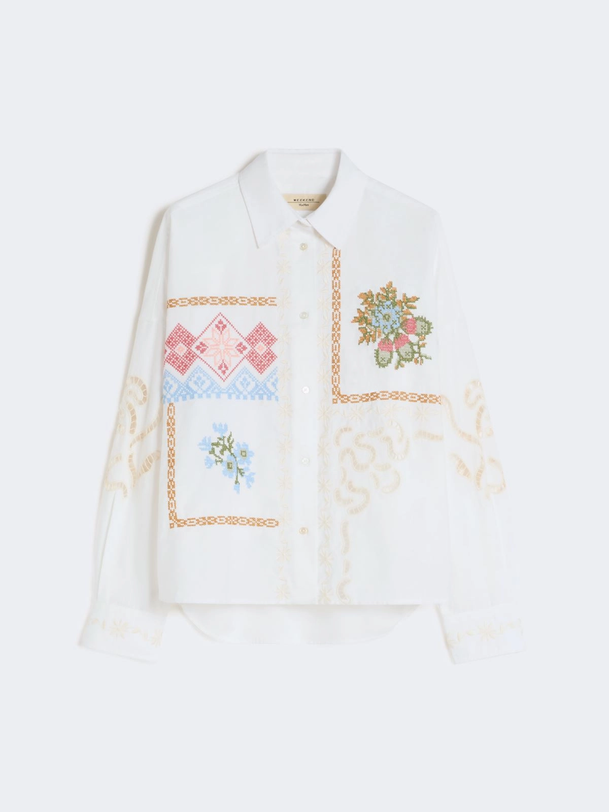 FONTE Embroidered Lace Cotton Shirt WHITE