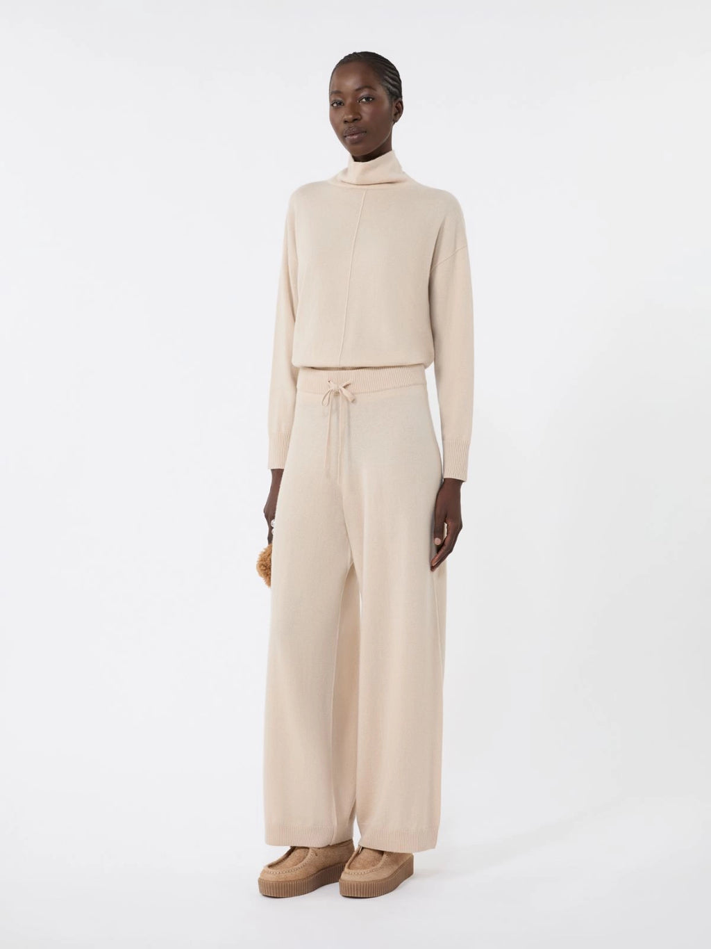 SCRIVIA Wool/Cashmere turtleneck sweater Beige
