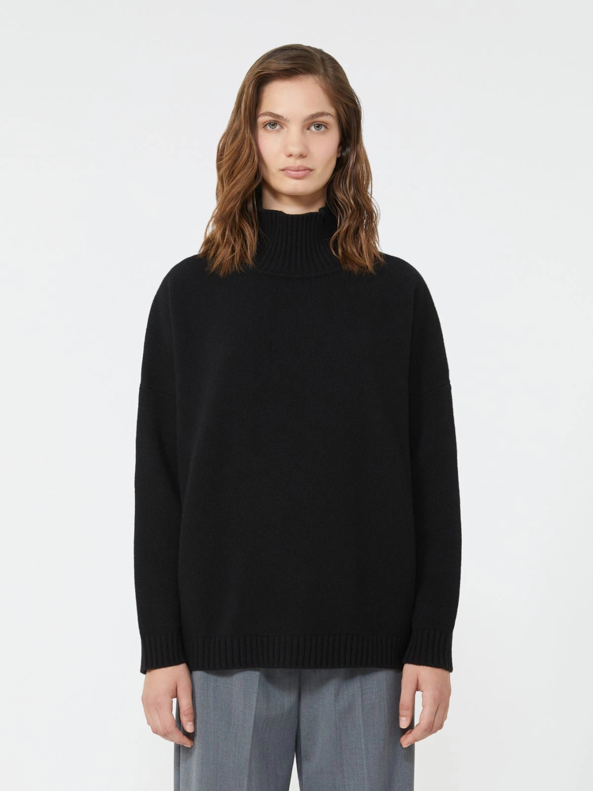 BORGIA Wool knit turtleneck sweater Black