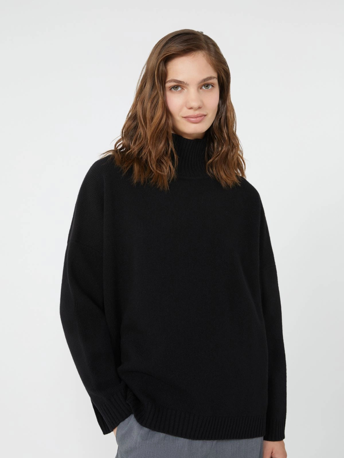 BORGIA Wool knit turtleneck sweater Black