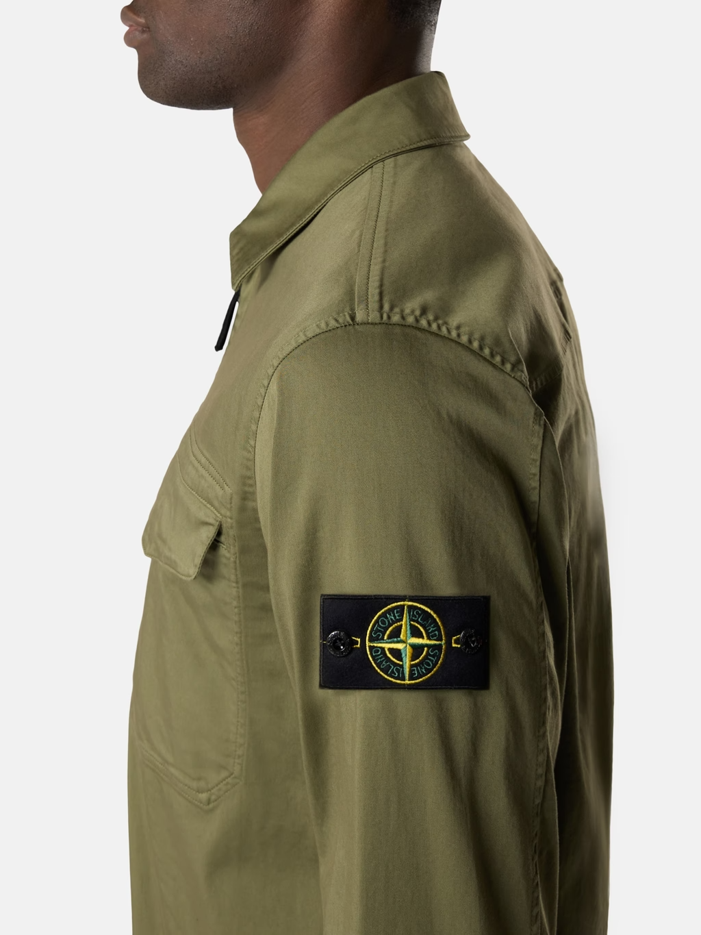 ORGANIC COTTON SATIN OVERSHIRT MILITARY GREEN