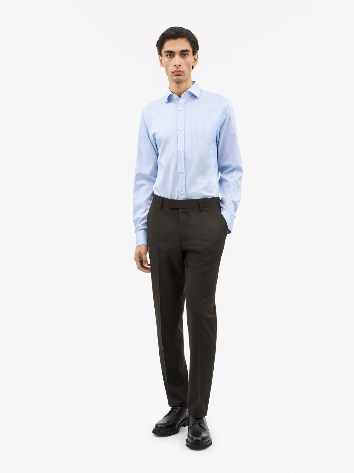 Adley C Cotton Striped Shirt Blue