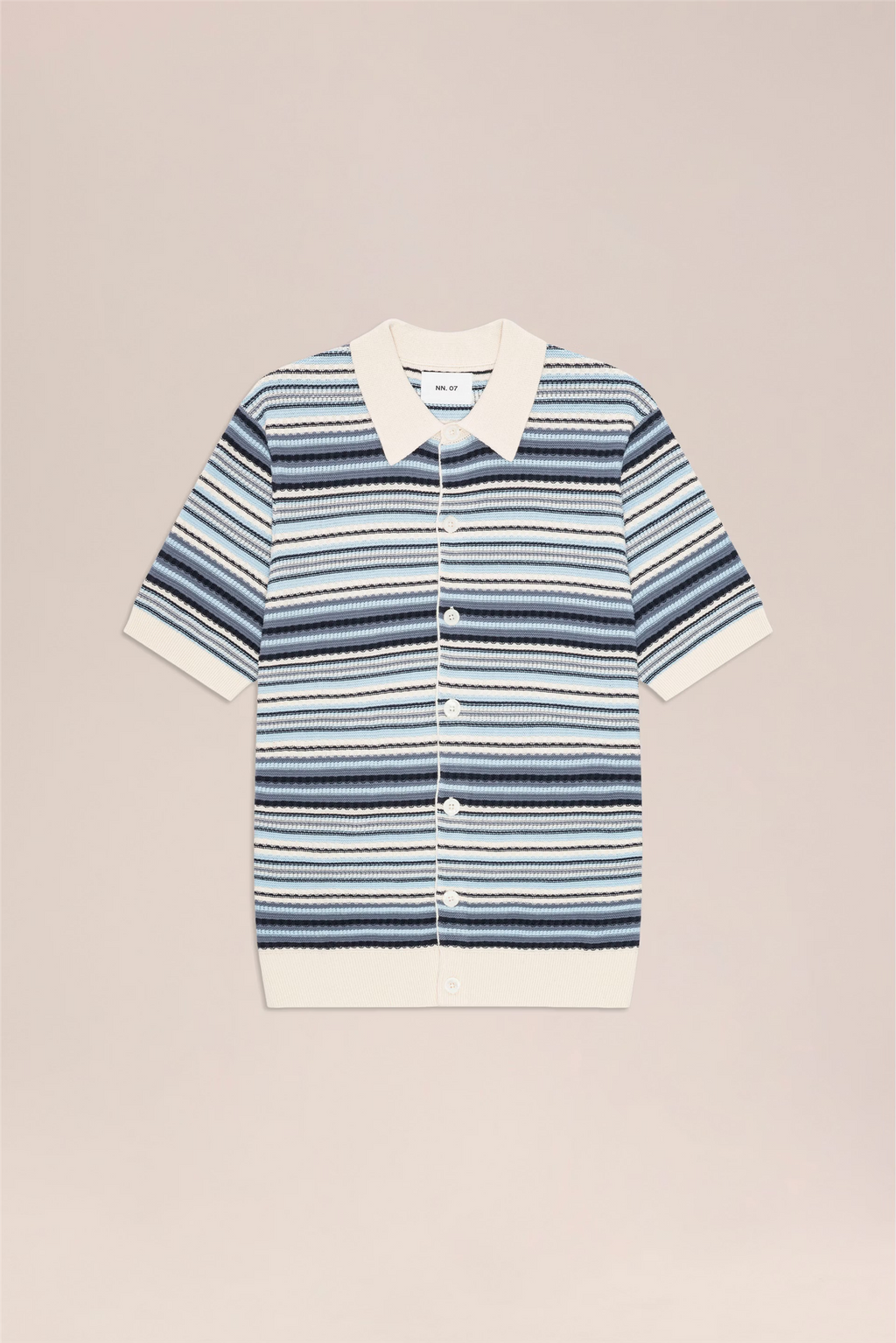 Nolan Textured Stitch Polo Cardigan Navy Multi