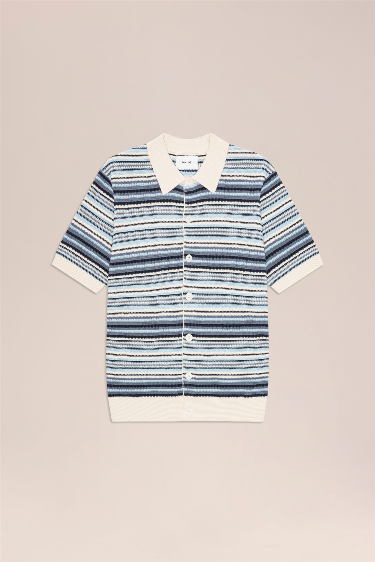 Nolan Textured Stitch Polo Cardigan Navy Multi