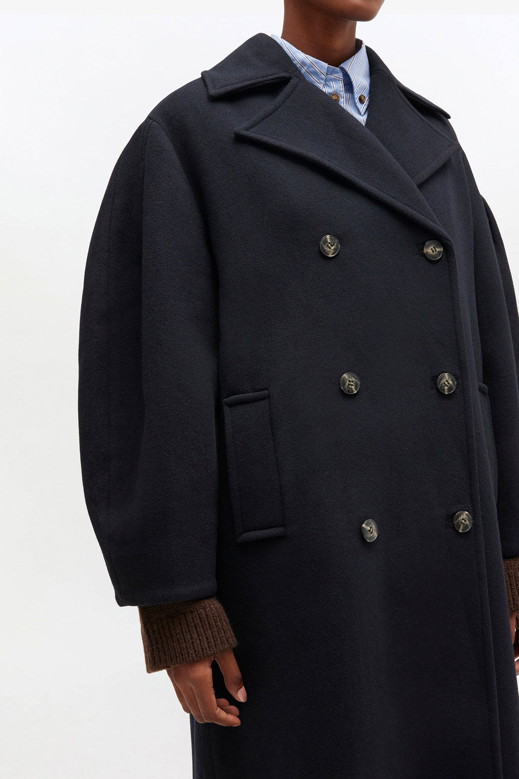 Long Wool Blend Peacoat Sky Captain