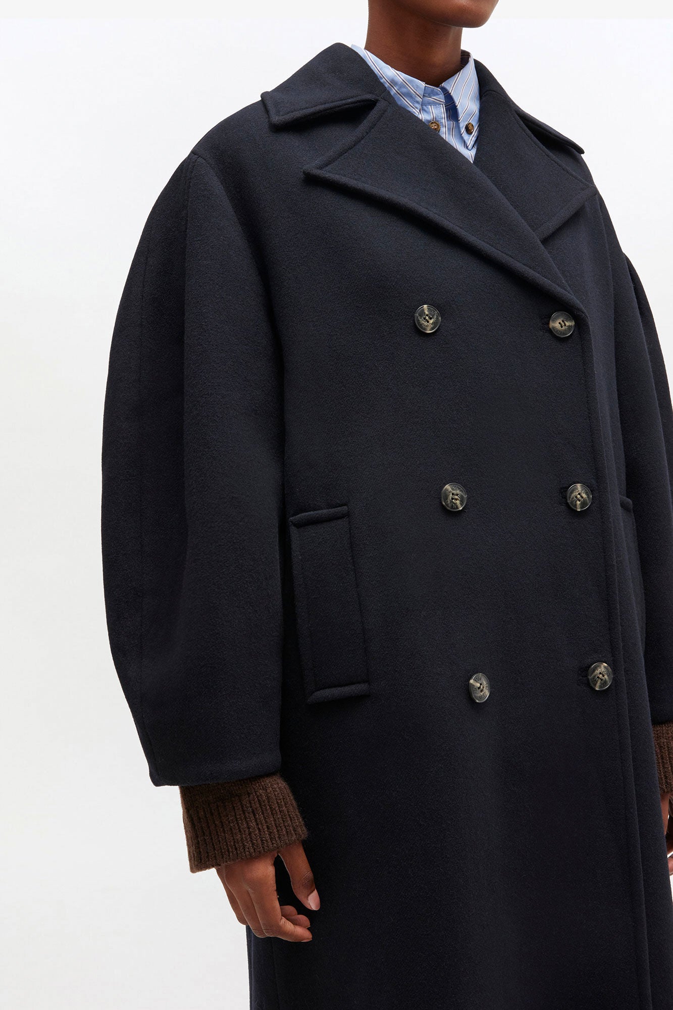 Long Wool Blend Peacoat Sky Captain