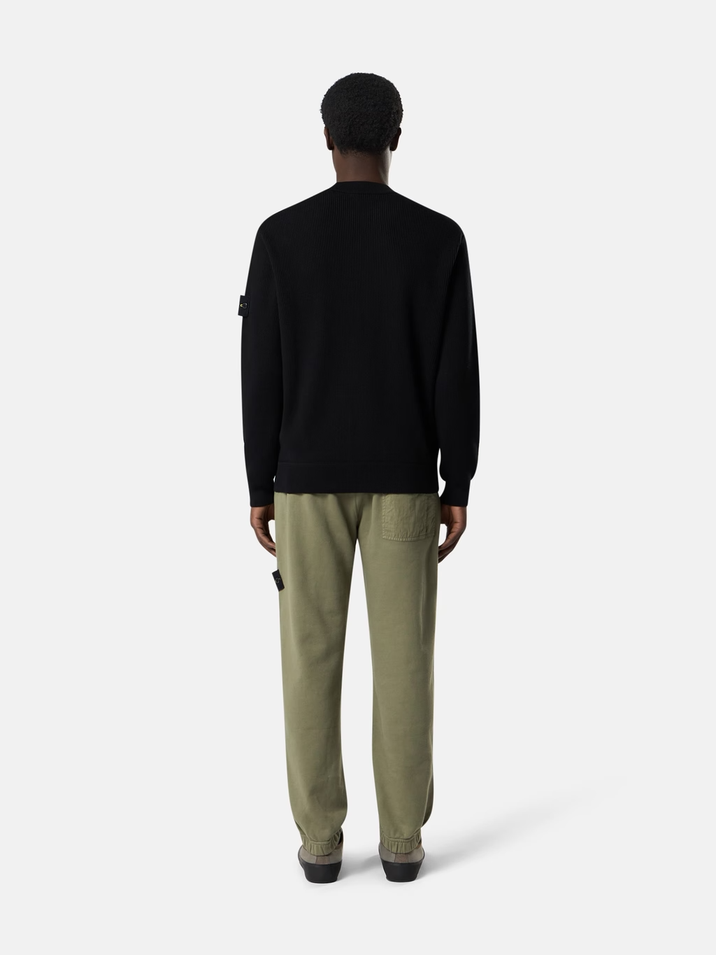 RIBBED KNITTED ORGANIC COTTON SWEATER BLACK