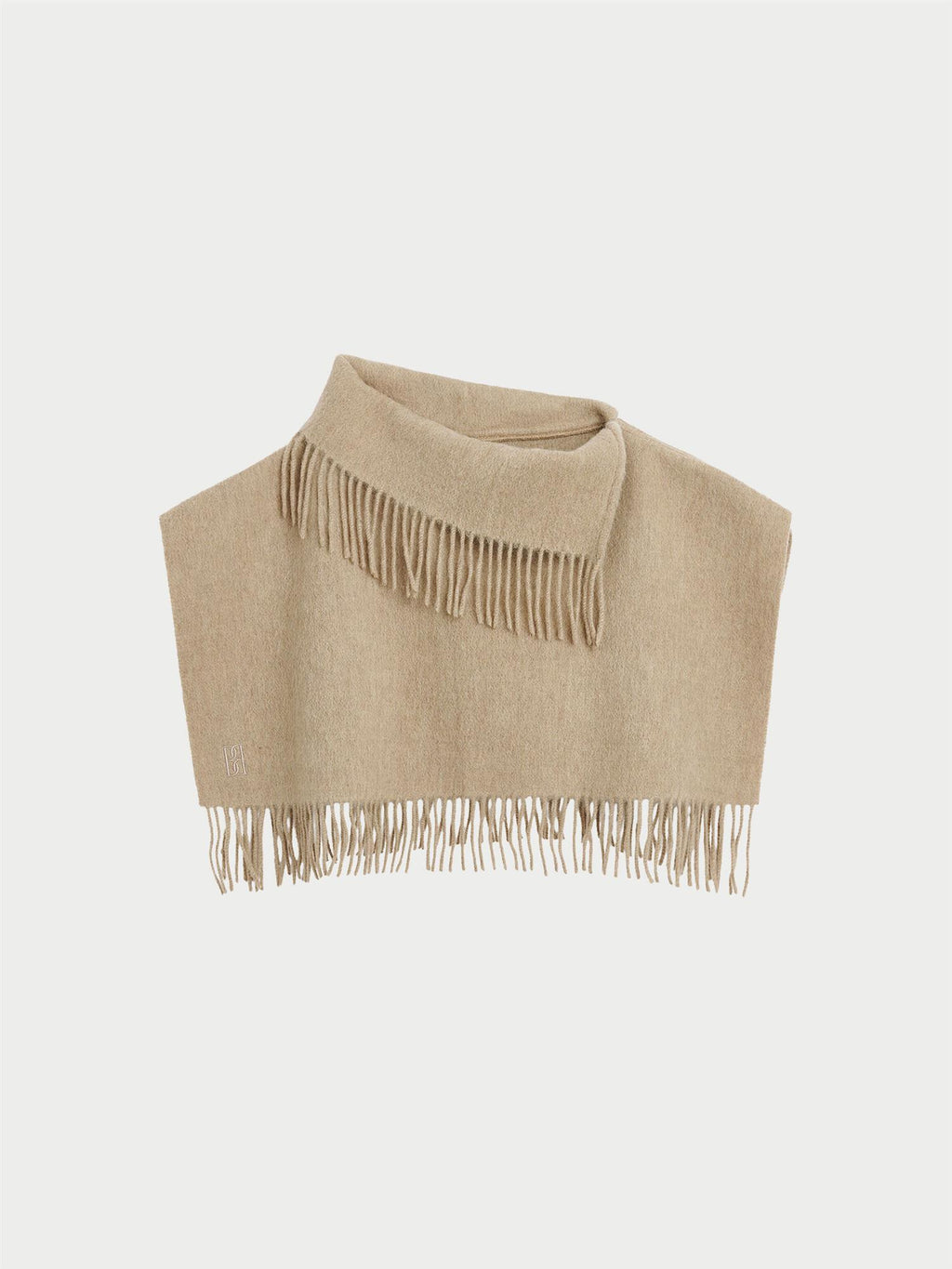 Turtla wool fringe bib Grey Brown Melange