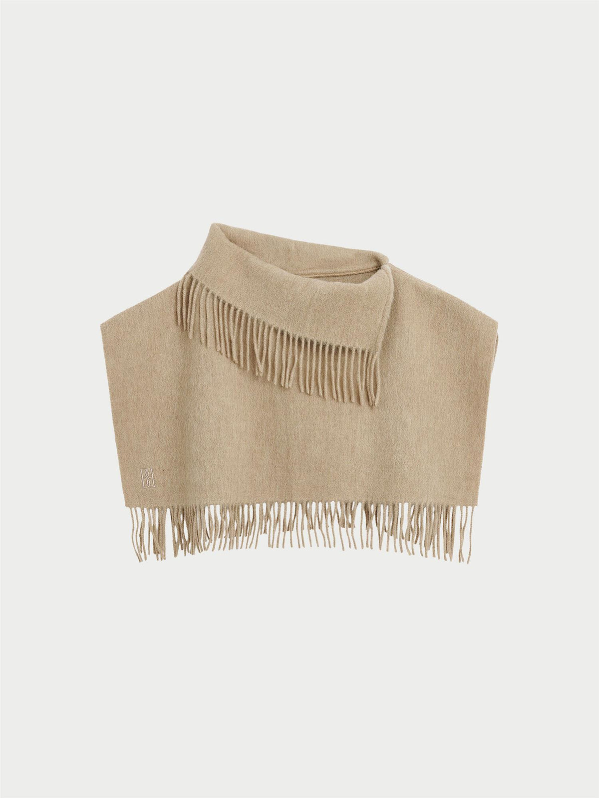 Turtla wool fringe bib Grey Brown Melange